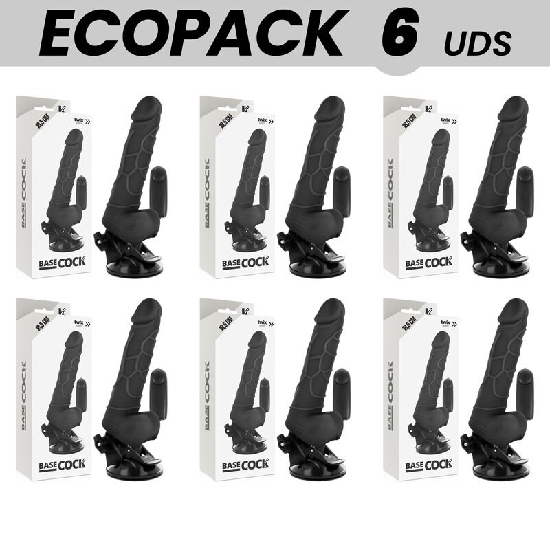 Ilhaerotica - ECOPACK 6 UNIT - BASECOCK CONTROLE REMOTO VIBRADOR REALÍSTICO PRETO 18.5 CM -O- 4CM