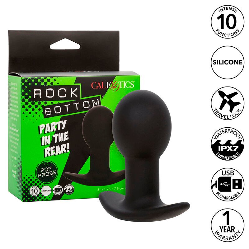Ilhaerotica - CALEXOTICS - ROCK BOTTOM PLUG ANAL 10 VIBRAÇÕES SILICONE PRETO