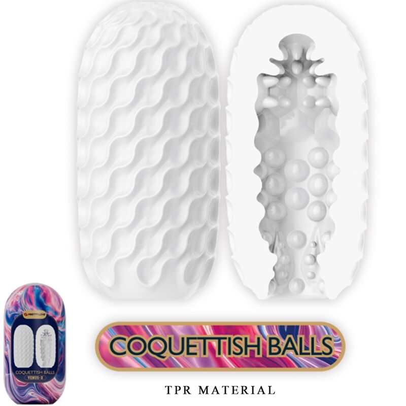 PRETTY LOVE - MASTURBADOR MASCULINO DE SILICONE COQUETTISH BALLS BRANCO - Image 2