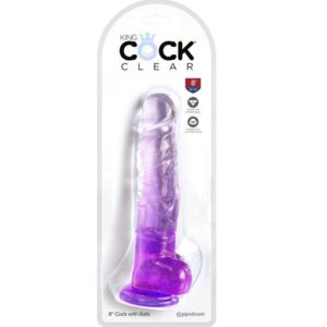 KING COCK – CLEAR PÊNIS REALÍSTICO COM BOLAS 16.5 CM ROXO