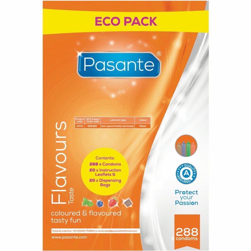 Ilhaerotica - PASANTE - SACO DE SABORES ECO PACK PRESERVATIVOS 288 UNIDADES