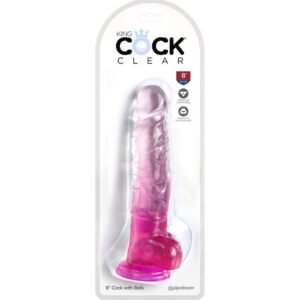 KING COCK – CLEAR PÊNIS REALÍSTICO COM BOLAS 16.5 CM ROSA
