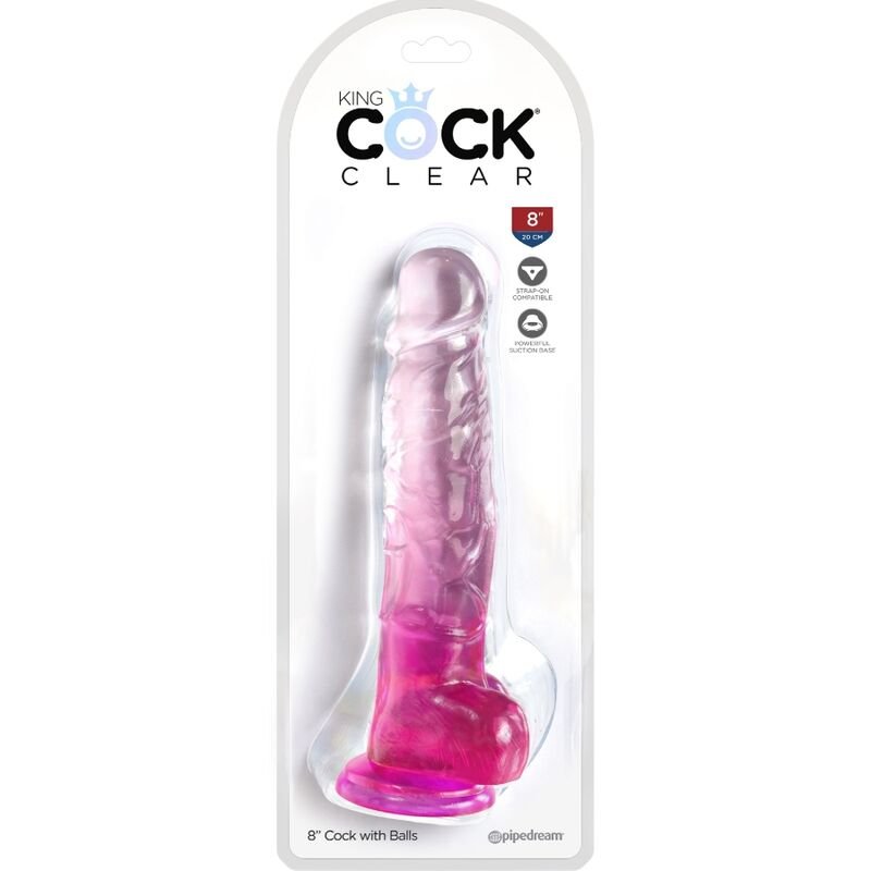 KING COCK - CLEAR PÊNIS REALÍSTICO COM BOLAS 16.5 CM ROSA - Image 2