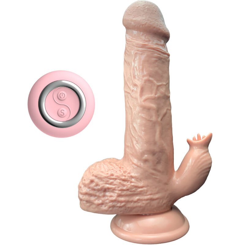 Ilhaerotica - ARMONY - VIBRADOR REALÍSTICO E DILDO DE IMPULSO COM ESTIMULADOR DE LÍNGUA 19 CM