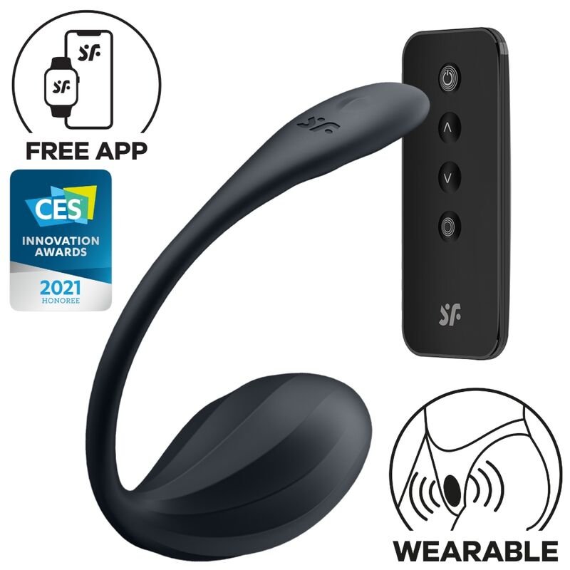 Ilhaerotica - SATISFYER - RIBBED PETAL ESTIMULADOR DE PONTO G CONTROLE REMOTO PRETO APLICATIVO GRATUITO