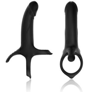ARMONY – DILDO COM ANEL E VIBRADOR PRETO