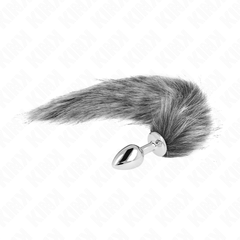 Ilhaerotica - KINK - PLUG ANAL TAMANHO S 7 X 3 CM COM CAUDA SINTÉTICA 40 CM CINZA