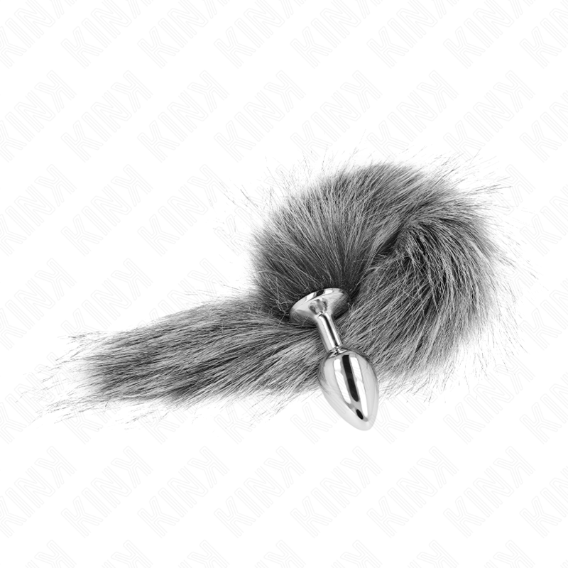KINK - PLUG ANAL TAMANHO S 7 X 3 CM COM CAUDA SINTÉTICA 40 CM CINZA - Image 2