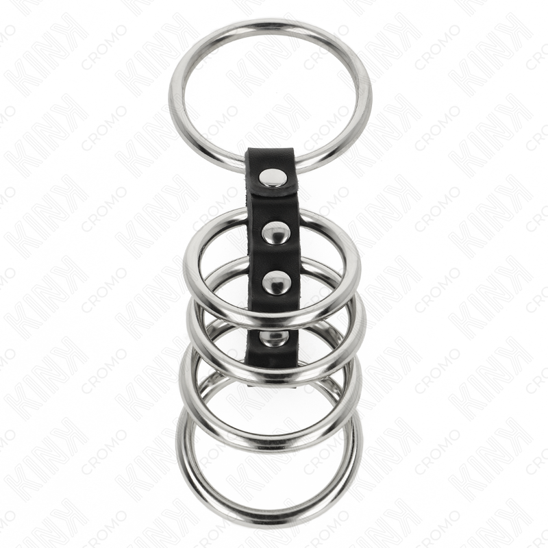 KINK - 5 ANÉIS DE PÊNIS DE 3,7 CM A 5 CM DE METAL CONECTADOS POR COURO - Image 3