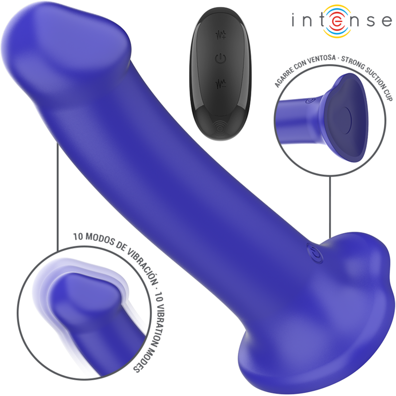 Ilhaerotica - INTENSE - VICTORIA VIBRADOR COM VENTOSA 10 VIBRAÇÕES AZUL ESCURO CONTROLE REMOTO