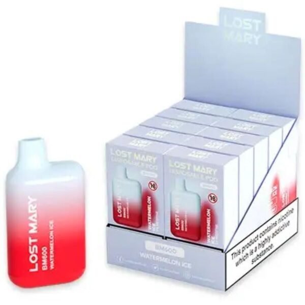 Ilhaerotica - LOST MARY - (EXPOSITOR PROFESSIONAL PACK -10 UNIDADES) BM600 NICOTINE VAPER 2% DESCARTÁVEL WATERMELON ICE