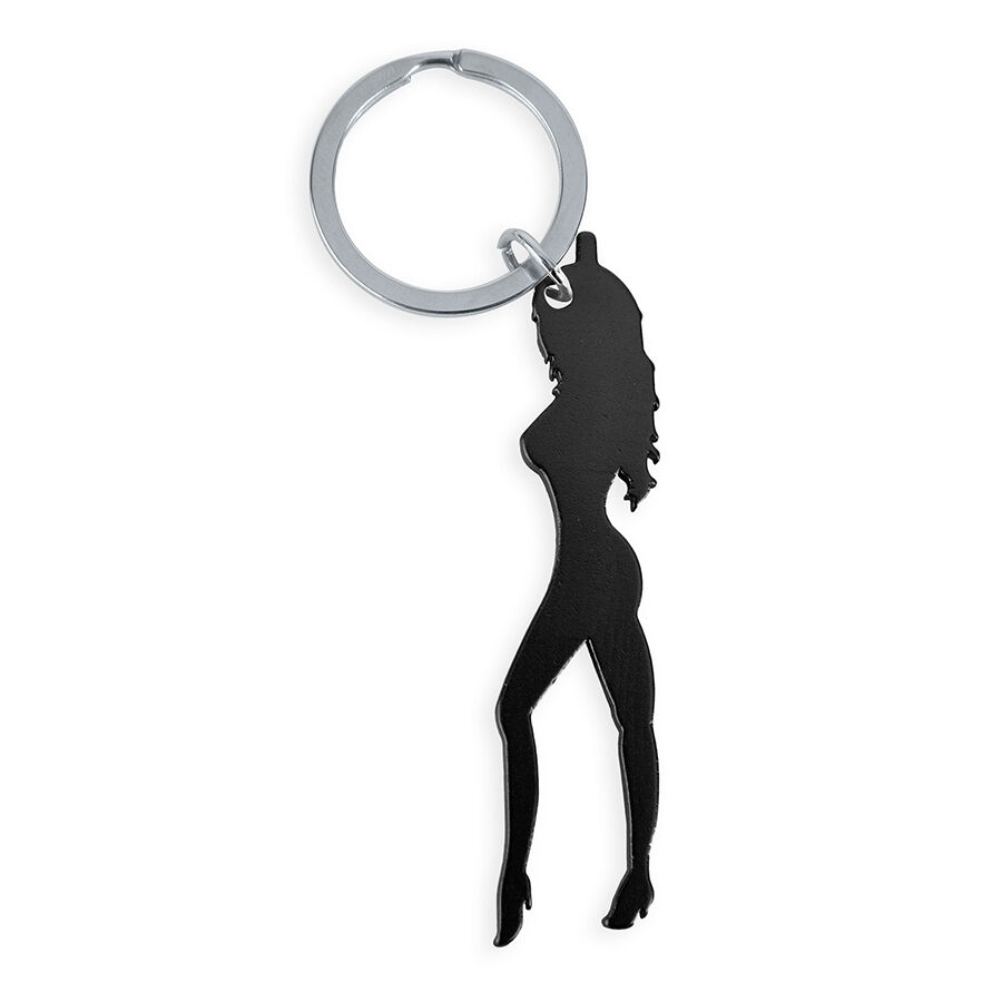 Ilhaerotica - DIABLO PICANTE - CHAVEIRO COM SILHUETA FEMININA NA COR PRETA COM ABRIDOR DE CERVEJA