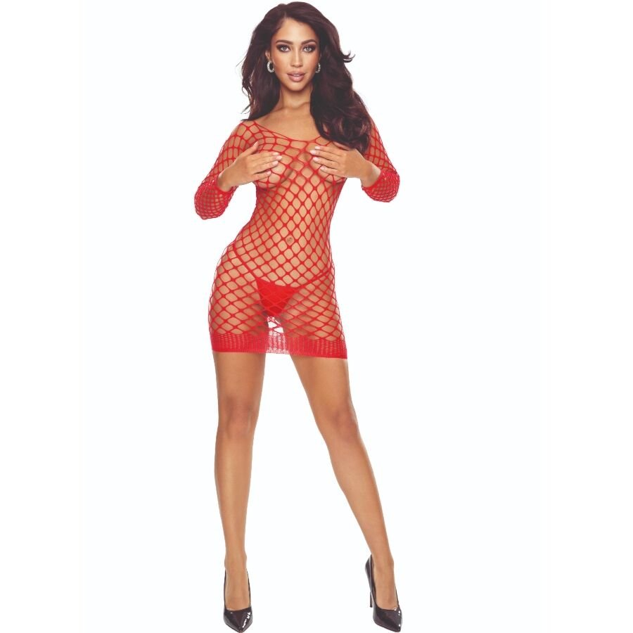 Ilhaerotica - PASSION - BS108 BODYSTOCKING GRID VERMELHO