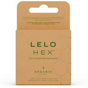 LELO – CAIXA DE PRESERVATIVOS ORGÂNICOS HEX 3 UNIDADES