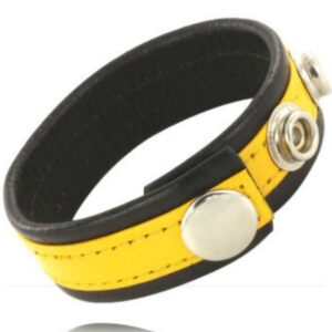 LEATHER BODY – CINTA DE COURO AJUSTVEL PÊNIS AMARELO-PRETO