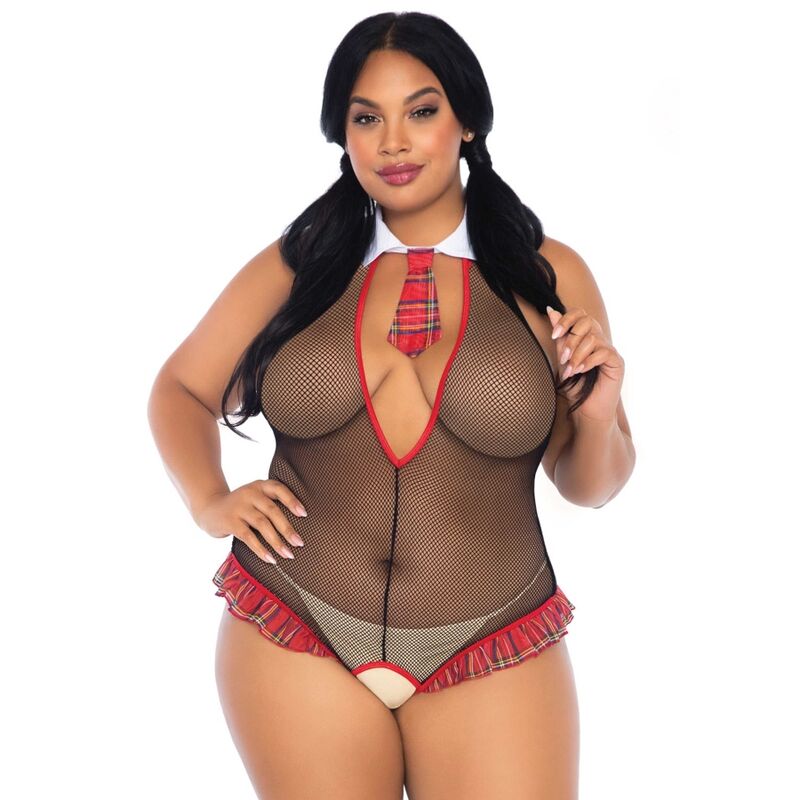 Ilhaerotica - LEG AVENUE - SCHOOLGIRL CROTHLESS FITNESS TEDDY PLUS SIZE
