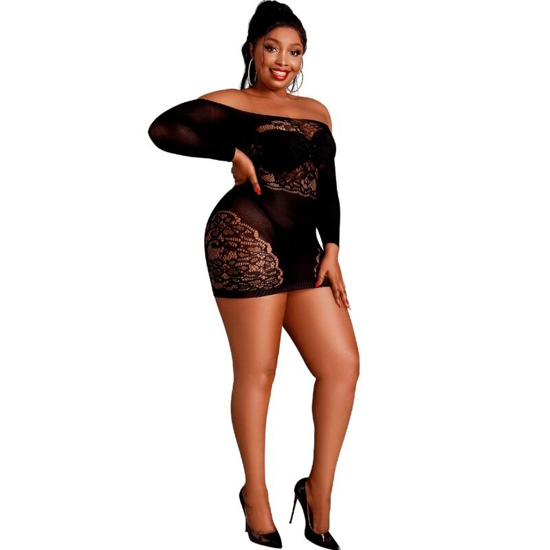 Ilhaerotica - MOONLIGHT - MODELO 7 VESTIDO MANGA COMPRIDA PRETO PLUS SIZE