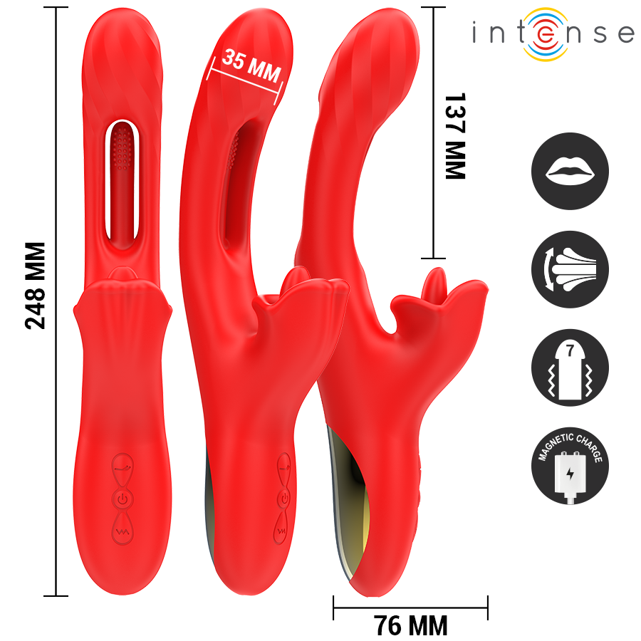 INTENSE - JESSICA MULTIFUNCIONAL VIBRADOR ESTIMULAÇÃO DO CLITÓRIS 24,8 CM VERMELHO - Image 3