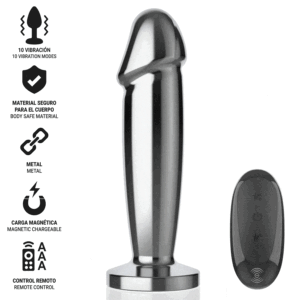 INTENSE – PLUG ANAL 10 VIBRAÇÕES DILDO DE METAL COM CONTROLE REMOTO S