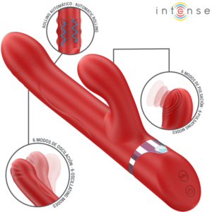 INTENSE – LELE VIBRADOR MULTIFUNCIONAL ROTATIVO & OSCILAÇÃO & ESTIMULAÇÃO VERMELHO