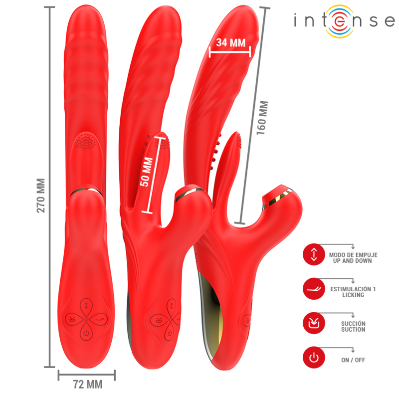 INTENSE - VIBRADOR MULTIFUNCIONAL KAROL THRUST & STIMULATION & ONDAS ESTIMULANTES VERMELHO - Image 3