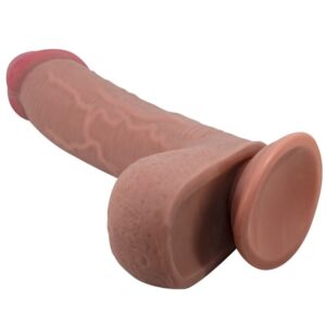 PRETTY LOVE – SÉRIE SLIDING SKIN DILDO REALÍSTICO COM VENTOSA DESLIZANTE PELE MARROM 23,4 CM