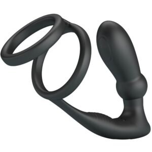PRETTY LOVE – ANEL PENIS EMONI + PLUG ANAL 12 VIBRAÇÕES PRETO