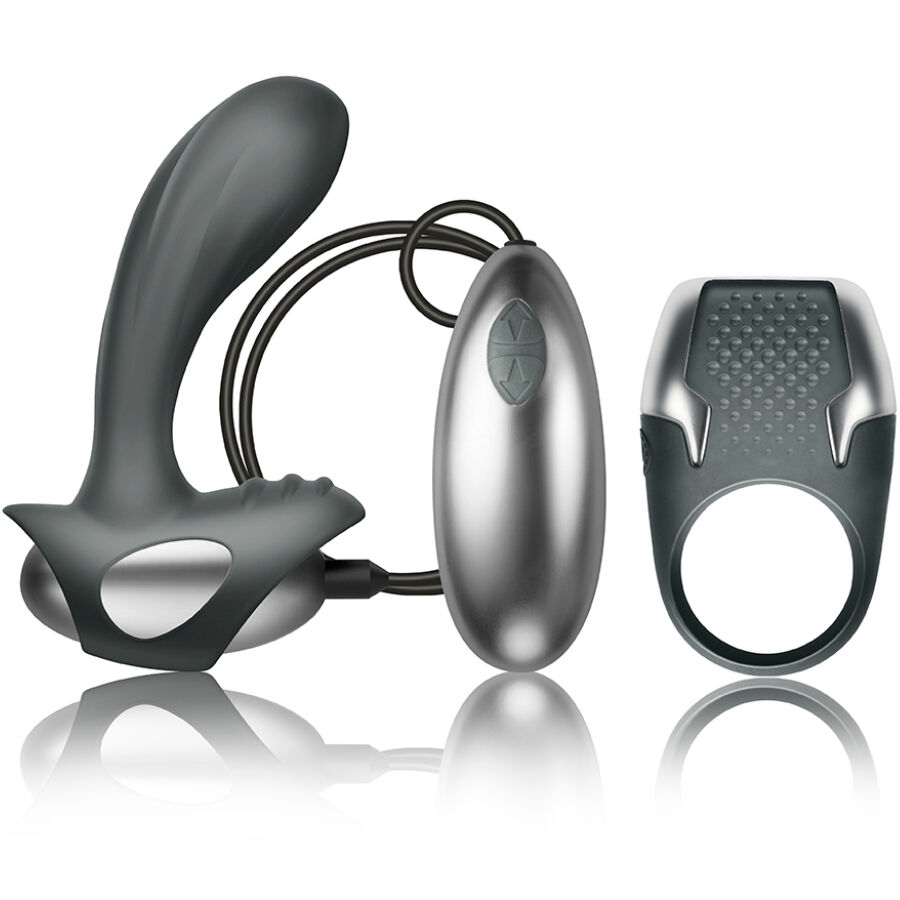 Ilhaerotica - CLIMAXIMUM - KIT EXCITE ANEL PARA PÉNIS + MASSAGEADOR DE PRÓSTATA COM FIO