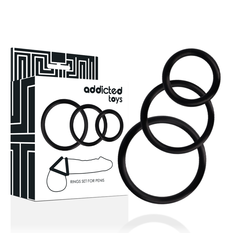 Ilhaerotica - ADDICTED TOYS - CONJUNTO DE ANÉIS DE PARA PÉNIS PRETO