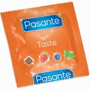 PASANTE – SACO DE PRESERVATIVO SABOR BLUEBERRY 144 UNIDADES