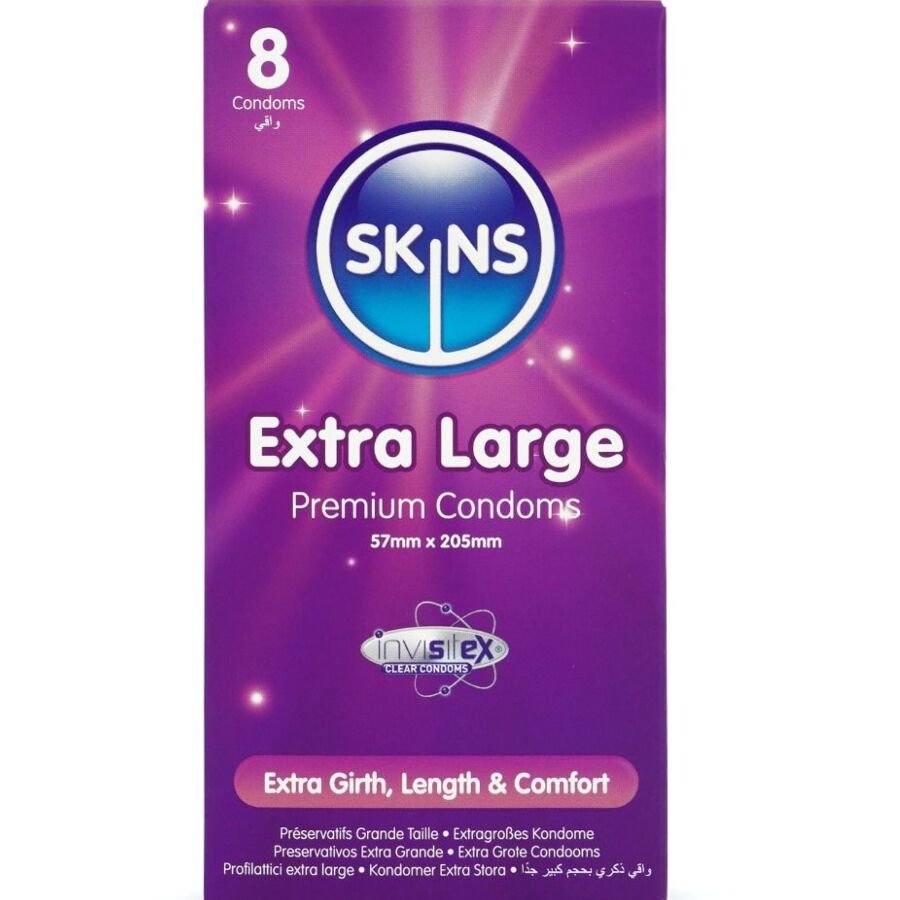 Ilhaerotica - SKINS - PRESERVATIVOS EXTRA GRANDE PREMIUM PACOTE COM 8