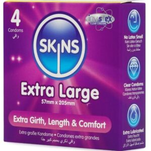 SKINS – PRESERVATIVOS EXTRA GRANDE PREMIUM PACOTE 4