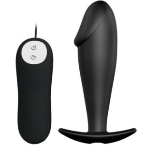 PRETTY LOVE – SILICONE ANAL PLUG FORMA DE PÊNIS E 12 MODOS DE VIBRAO PRETO