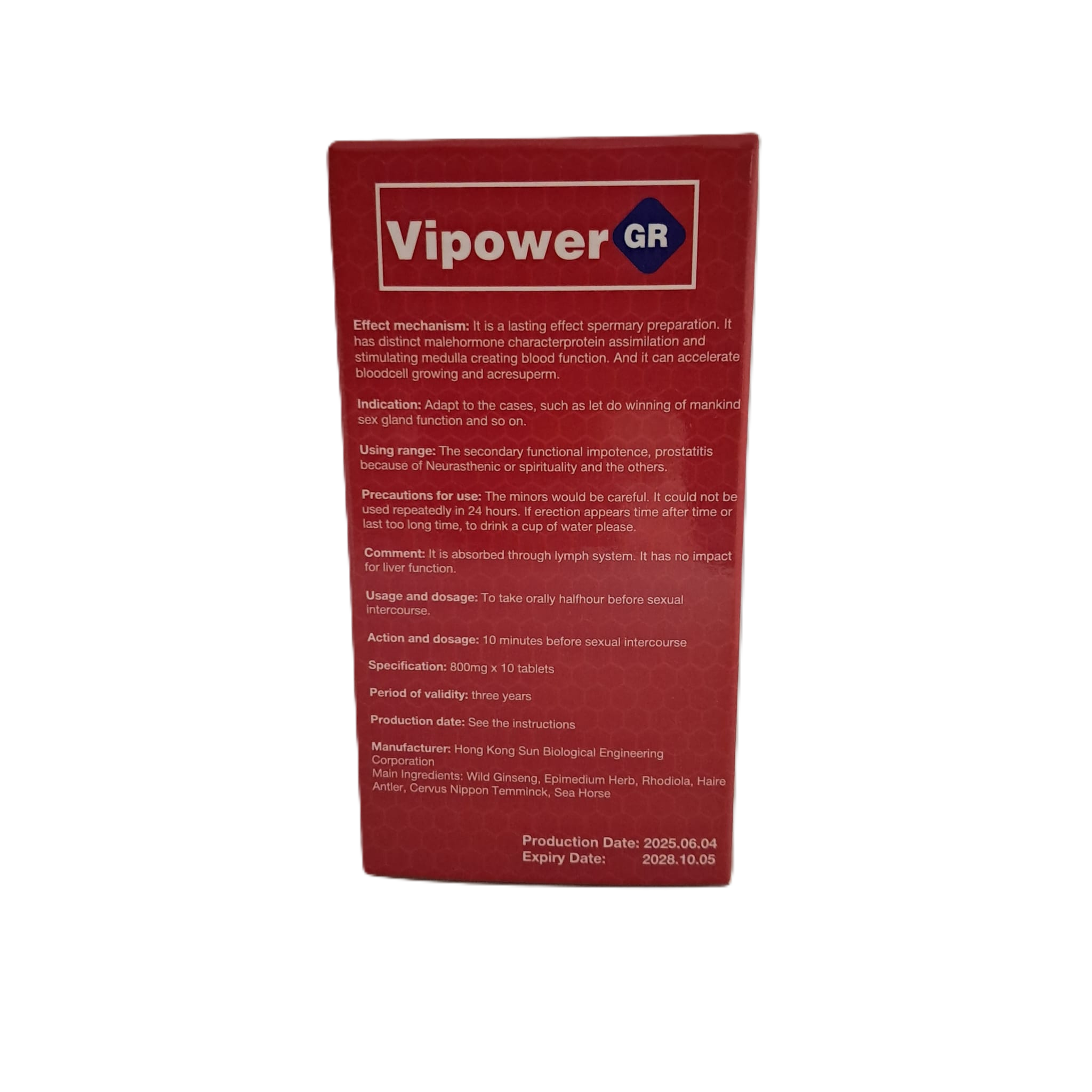 VIPOWER GR Red edition Box - Potenciador Sexual de Alta Qualidade - Image 6