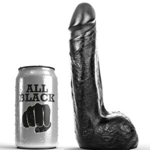 ALL BLACK – DILDO REALISTA PRETO SUAVE 20 CM