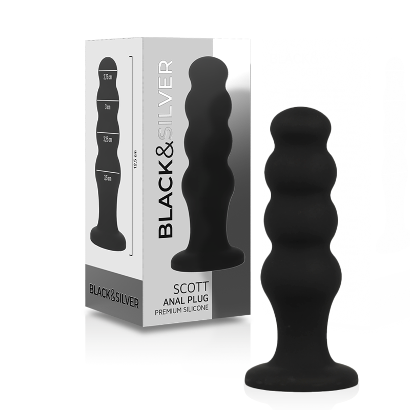 Ilhaerotica - BLACK&SILVER - PLUG ANAL DE SILICONE SCOTT PREMIUM PRETO