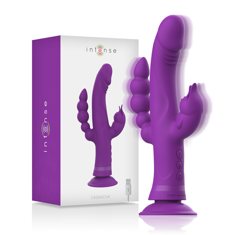 Ilhaerotica - INTENSE - VIBRADOR DE SILICONE CASANOVA COELHO TRIPLO MOTOR ROXO