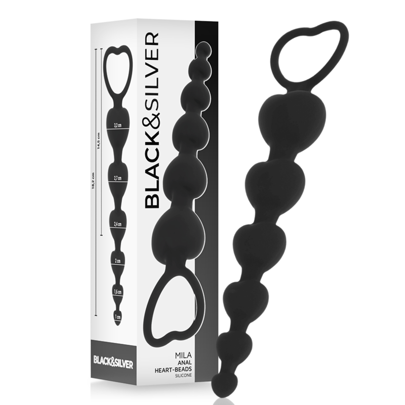 Ilhaerotica - BLACK&SILVER - CADEIA DE CORAÇÕES ANAL MILA 18 CM