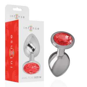 INTENSE – PLUG ANAL DE METAL COM CRISTAL VERMELHO TAMANHO M