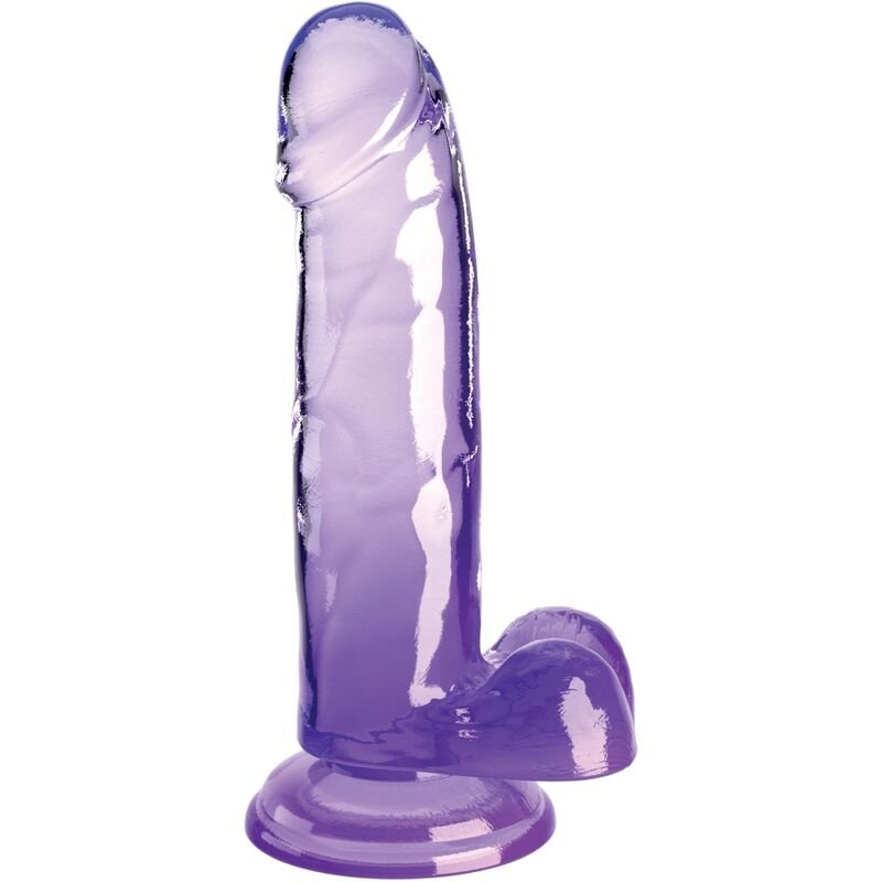 Ilhaerotica - KING COCK - CLEAR PÊNIS REALÍSTICO COM BOLAS 15.2 CM ROXO
