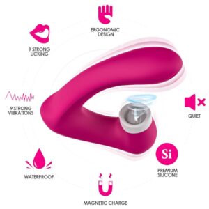 ARMONY – SECRETKISS LIMPEZA VIBRATÓRIA NO CLITÓRIS E VIBRADOR CURVO FÚCSIA