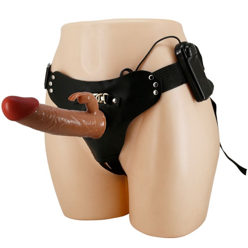 Ilhaerotica - PRETTY LOVE - MARION HARNESS CUECAS UNIVERSAIS COM DILDO VIBRATÓRIO 19 CM MARROM