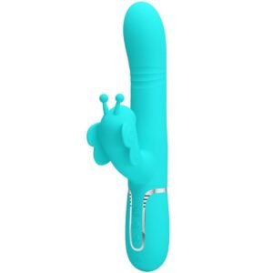 PRETTY LOVE – VIBRADOR COELHO MULTIFUNÇÕES 4 EM 1 BUTTERFLY AQUA VERDE