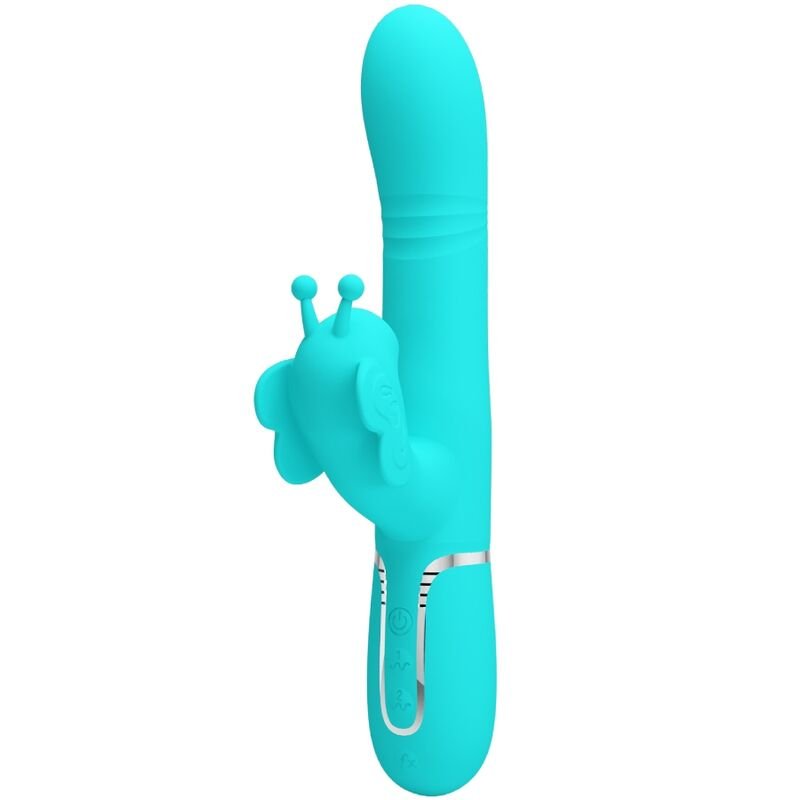Ilhaerotica - PRETTY LOVE - VIBRADOR COELHO MULTIFUNÇÕES 4 EM 1 BUTTERFLY AQUA VERDE