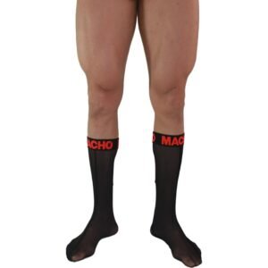 MACHO – MEIAS FINAS TAMANHO ÚNICO PRETO/VERMELHO