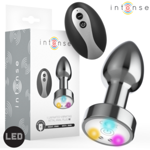INTENSE – PLUG ANAL DE METAL VIBRANTE COM LUZES LED E CONTROLE REMOTO – TAMANHO M