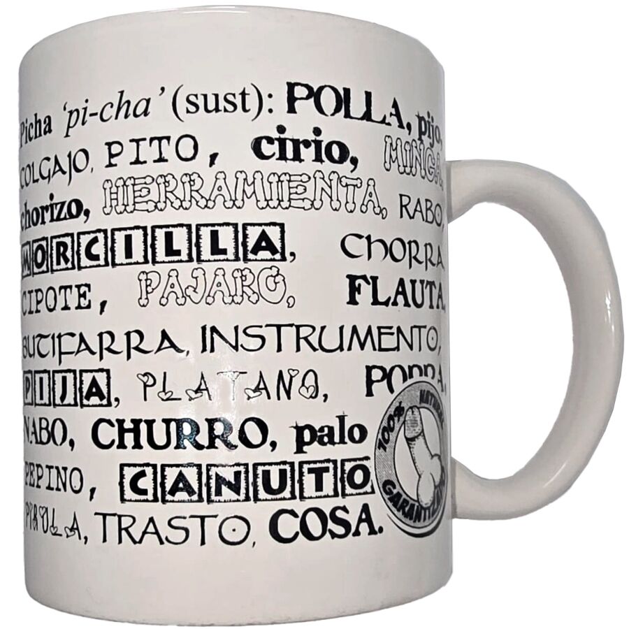 Ilhaerotica - DIABLO PICANTE - CANECA BRANCA COM SINÔNIMOS DE PÊNIS 370 ML