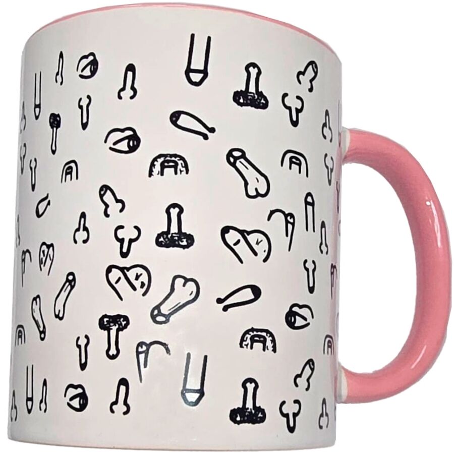 Ilhaerotica - DIABLO PICANTE - CANECA PÊNIS BRANCA COM ALÇA ROSA 370 M