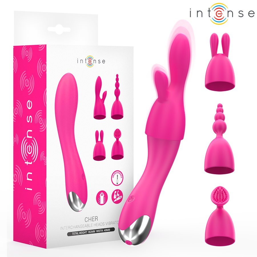 Ilhaerotica - INTENSE - VIBRADOR CHER COM 20 PADRÕES E CABEÇAS INTERCAMBIÁVEIS