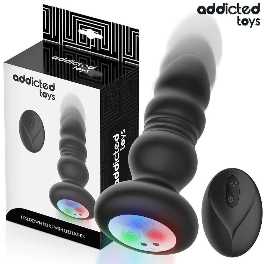 Ilhaerotica - ADDICTED TOYS - PLUG ANAL GIRATÓRIO VIBRATÓRIO COM LUZ LED E CONTROLE REMOTO